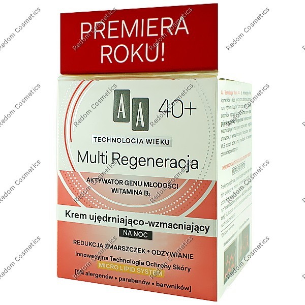 AA TECHNOLOGIA WIEKU 40+ KREM UJDRNIAJCO-WZMACNIAJCY NA NOC 50 ML