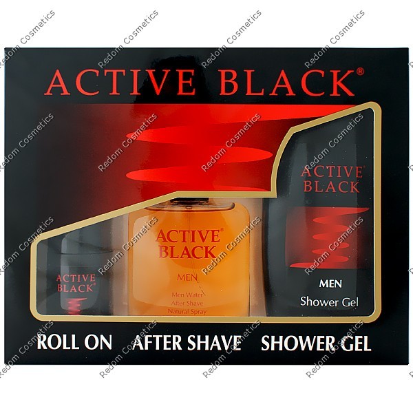 ACTIVE BLACK WODA PO GOLENIU 100 ML + �EL POD PRYSZNIC 300 ML + DEZODORANT ROLL-ON 65 ML