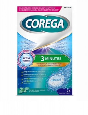 COREGA TABS 3 MINUTOWA TABLETKA CZYSZCZCA DO PROTEZ ZBOWYCH 6 SZTUK