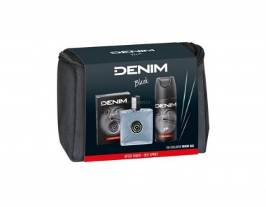 DENIM BLACK ZESTAW  PYN PO GOLENIU 100ML + DEZODORANT 150 ML + KOSMETYCZKA