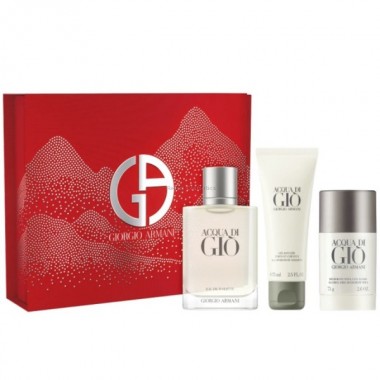 GIORGIO ARMANI ACQUA DI GIO WODA TOALETOWA DLA MʯCZYZN 100 ML + DEZODORANT SZTYFT 75 G + EL POD PRYSZNIC 75 ML