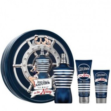 JEAN PAUL GAULTIER LE MALE IN THE NAVY WODA TOALETOWA DLA MʯCZYZN 125 ML + BALSAM PO GOLENIU 50 ML + EL POD PRYSZNIC 75 ML