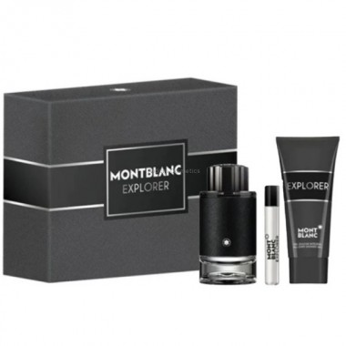 MONT BLANC EXPLORER WODA PERFUMOWANA DLA MʯCZYZN 100 ML + WODA TOALETOWA 7.5 ML + ZEL POD PRYSZNIC 100 ML