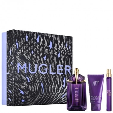 MUGLER ALIEN WODA PERFUMOWANA DLA KOBIET 60 ML + WODA PERFUMOWANA 10 ML+ BALSAM DO CIAA 50 ML