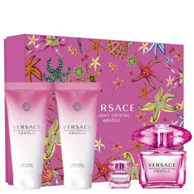 VERSACE BRIGHT CRYSTAL ABSOLU WODA PERFUMOWANA DLA KOBIET 90 ML + WODA PERFUMOWANA 5 ML + BALSAM DO CIAA 100 ML + EL POD PRYSZNIC 100 ML