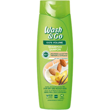 WASH&GO OLEJ MIGDA�OWY, MLEKO OWSIANE SZAMPON DO W�OS�W ZNISZCZONYCH 360 ML