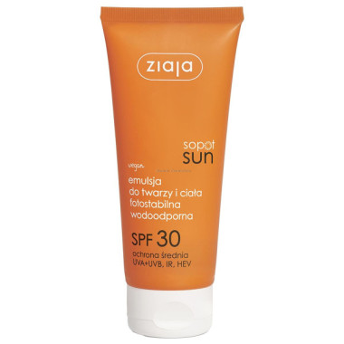ZIAJA SOPOT SUN WODOODPORNA EMULSJA SPF 30 DO TWARZY I CIA�A 100ML