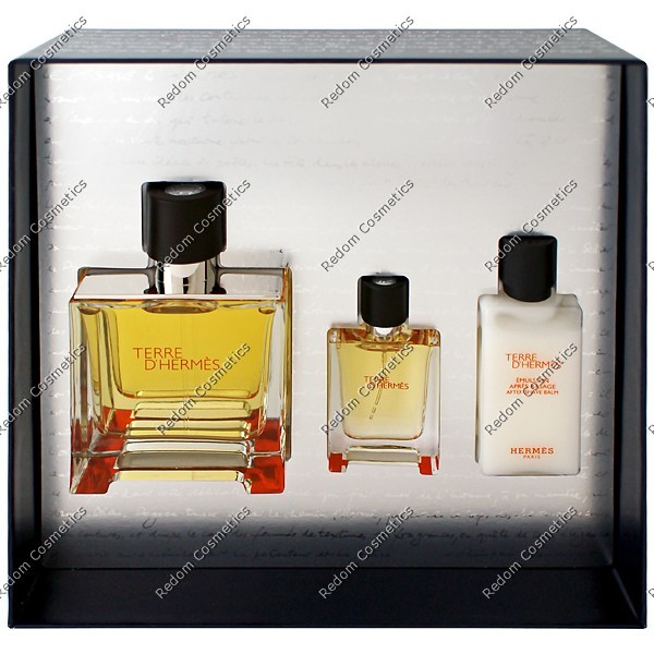 HERMES TERRE D HERMES WODA PERFUMOWANA 75 ML SPRAY + WODA PERFUMOWANA 12,5 ML SPRAY + BALSAM PO GOLENIU 40 ML