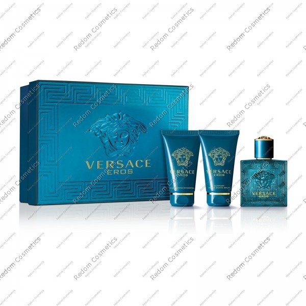 VERSACE EROS WODA TOALETOWA 50 ML SPRAY + BALSAM PO GOLENIU 50 ML + ŻEL POD PRYSZNIC 50 ML