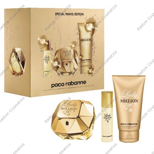 PACO RABANNE LADY MILLION WODA PERFUMOWANA 80 ML SPRAY BALSAM DO CIAŁA 100 ML EDP 15ML