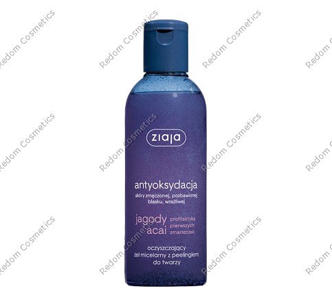 ZIAJA ACAI OCZYSZCZAJĄCY ŻEL MICELARNY Z PEELINGIEM DO TWARZY 200ML.