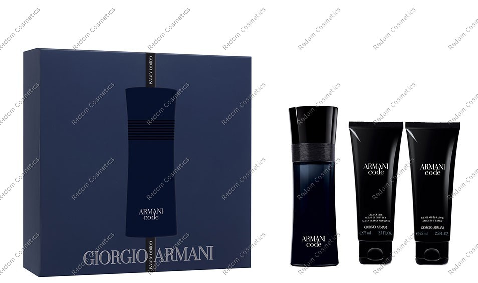 GIORGIO ARMANI CODE POUR HOMME WODA TOALETOWA 75 ML SPRAY + BALSAM PO GOLENIU 75ML+ ŻEL POD PRYSZNIC 75ML