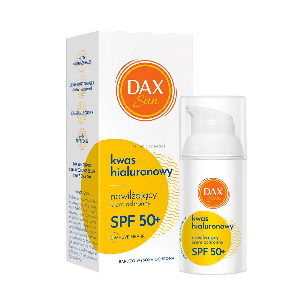 DAX SUN NAWILAJCY KREM OCHRONNY Z KWASEM HIALURONOWYM SPF 50+