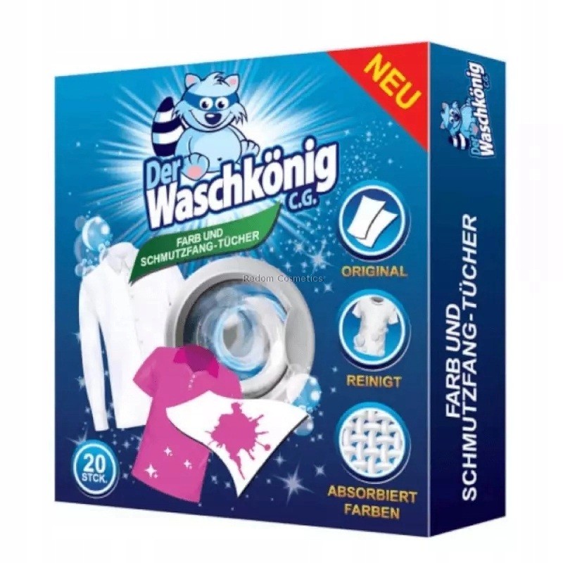 DER WASCHKONIG  CHUSTECZKI DO PRANIA WYAPUJCE KOLOR 20 SZTUK