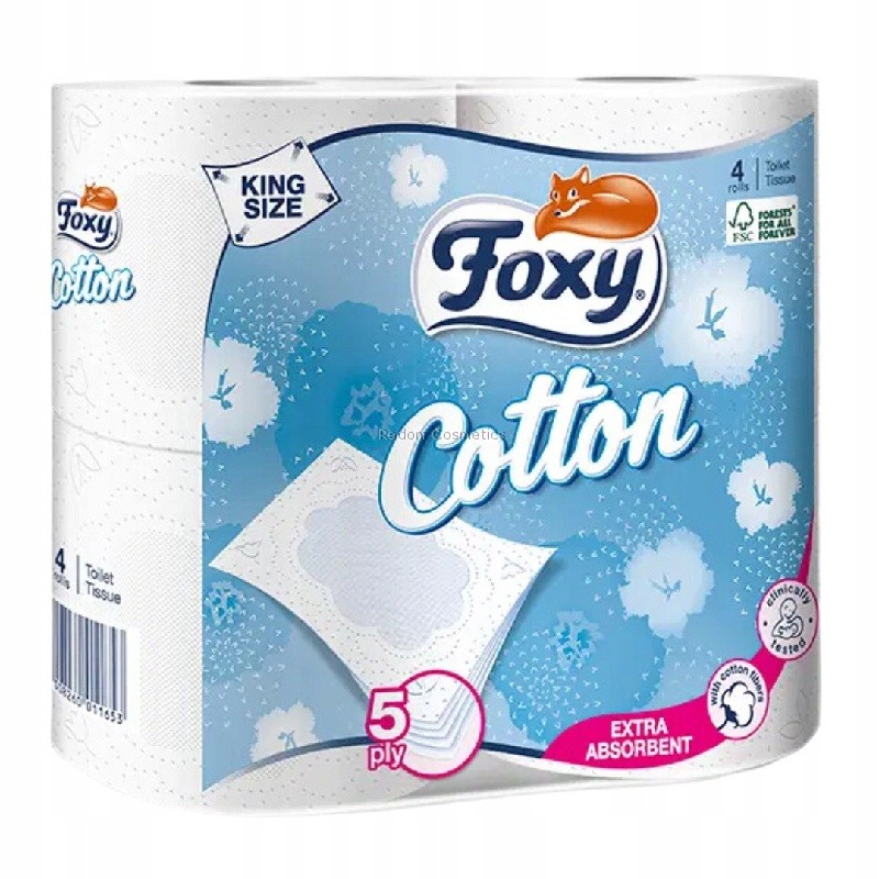 FOXY COTTON PAPIER TOALETOWY BEZZAPACHOWY 4 ROLKI
