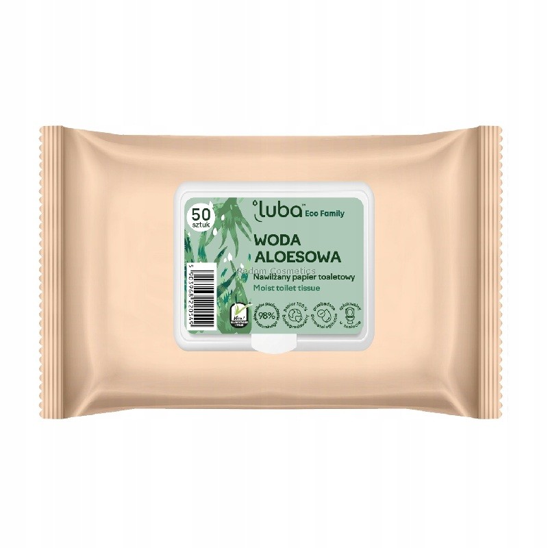LUBA FAMILY NAWILŻANY PAPIER TOALETOWY ALOES 50 SZTUK