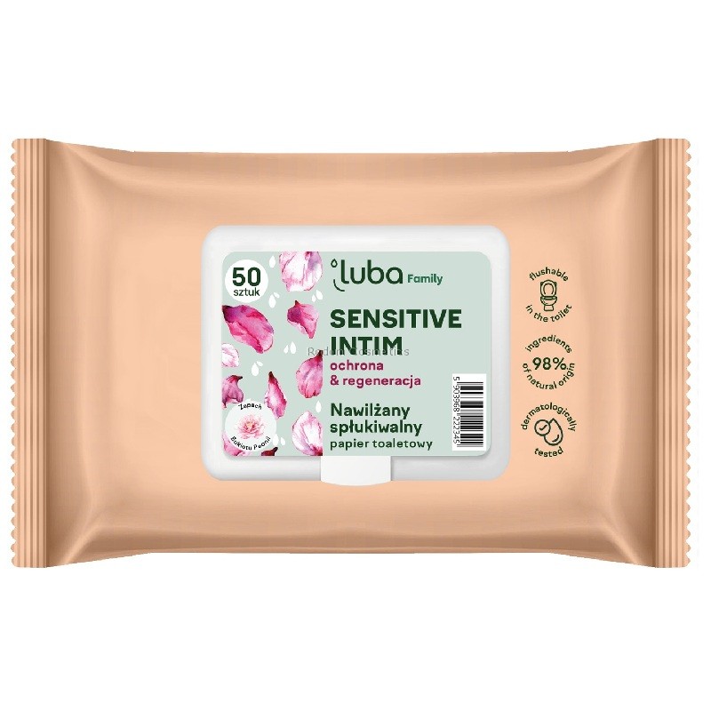 LUBA FAMILY NAWILŻANY PAPIER TOALETOWY SENSITIVE INTIM 50 SZTUK