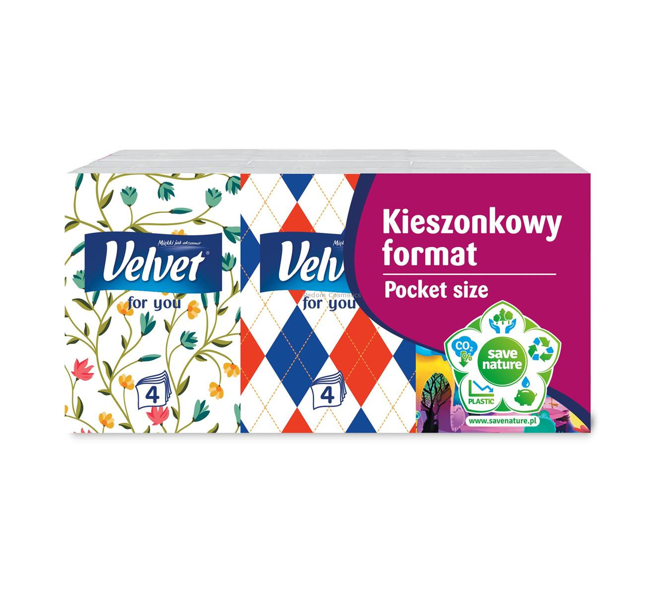 VELVET CHUSTECZKI HIGIENICZNE BEZZAPACHOWE 4 WARSTWOWE 6X7 SZTUK
