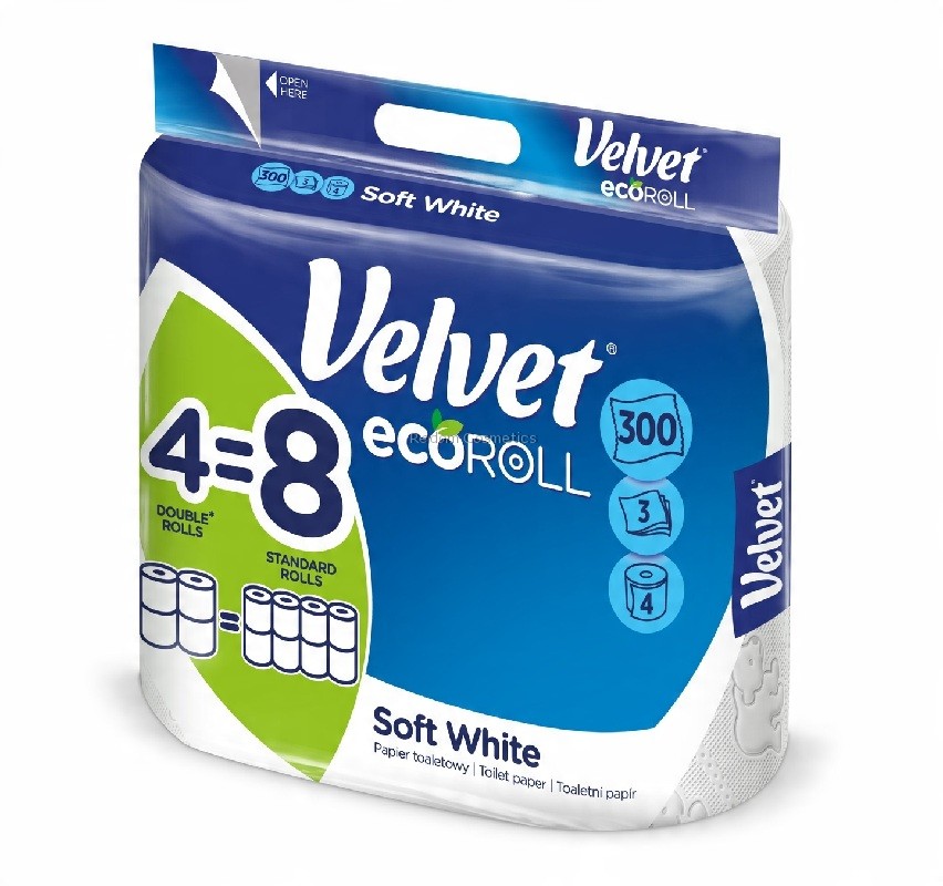 VELVET ECOROLL PAPIER TOALETOWY BEZZAPACHOWY 4 ROLKI