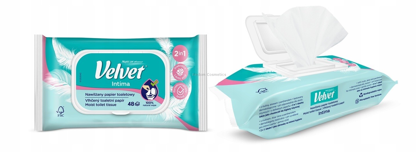 VELVET PAPIER TOALETOWY NAWILŻANY INTIMA HIGIENA I ODŚWIEŻENIE 48 LISTKÓW